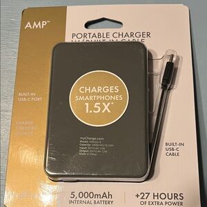 NIP!!! Portable Charger with Built-in USB-C Cable